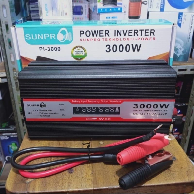 Inverter PI-3000watt LED Sunpro teknologi power DC 12 VOLT to AC 220 V