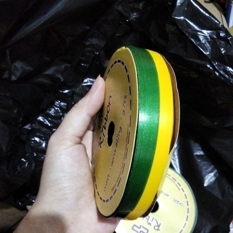 

1roll/1pcs pita kado plastik hijau kuning idul Fitri lebaran mubarak