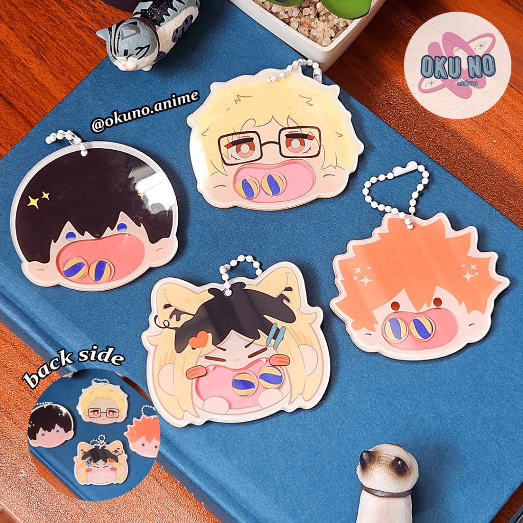 Haikyu (Haikyuu) Character with Ball Keycharm Akrilik Anime Keychain (Ganci)
