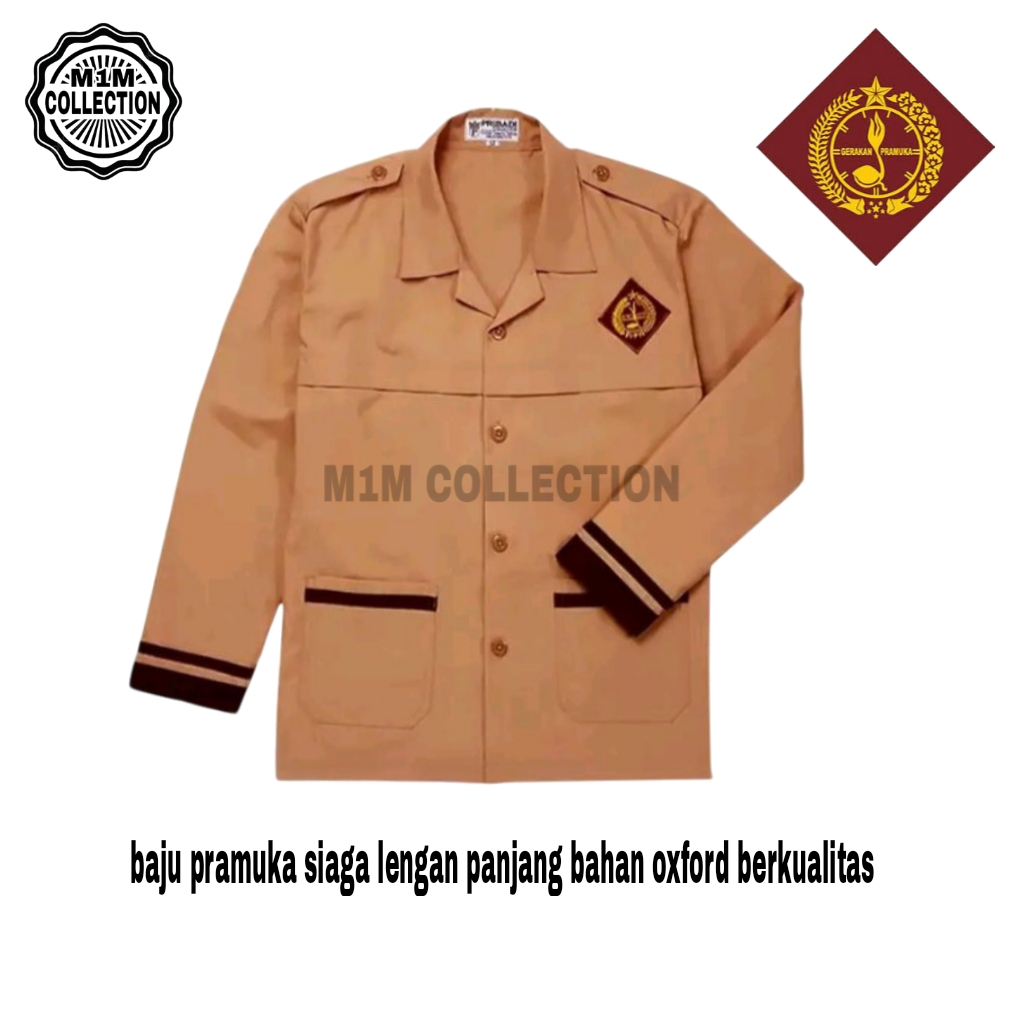 Baju Seragam Pramuka Siaga SD Lengan Panjang Baju Anak Laki Laki Baju Anak Perempuan Kemeja Pramuka 