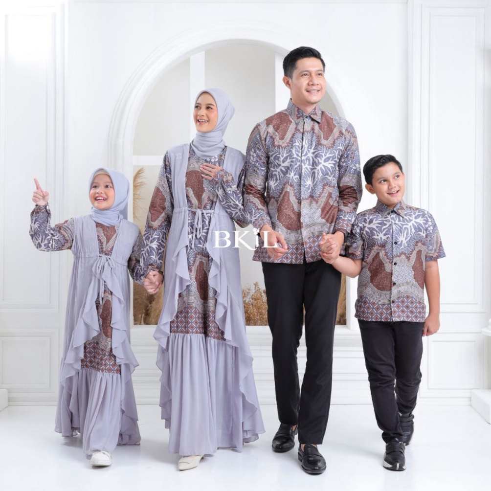 KODE H99N Baju Lebaran 225 Couple Keluarga Ayah Ibu Dan Anak Sarimbit Mahaswara Ungu Terbaru Set Kem