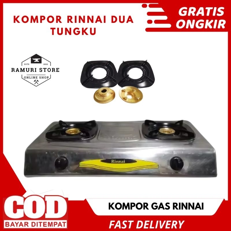 kompor rinnai dua tungku kompor stainless kompor rinnai dua tungku siap pakai