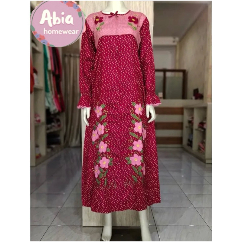 Gamis Katun Jepang Bordir Khas Malang - Busui Friendly (Merah)