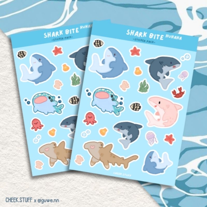

Shark Bite Vinyl Waterproof Stickers Ocean Blue Series