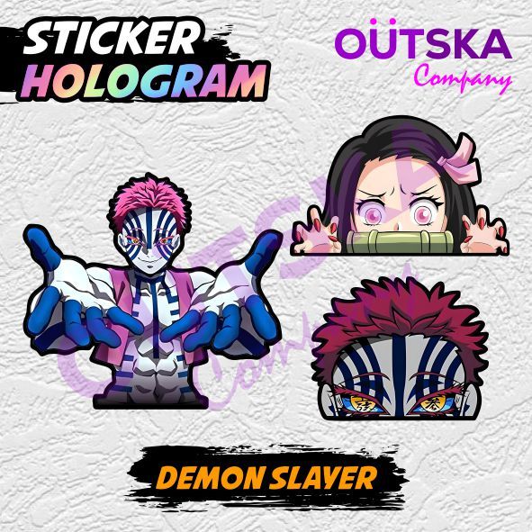

Stiker Hologram Demon Slayer Kokushibo Akaza Shinobu Kocho V11 Nezuko Glossy Anti Air Waterproof