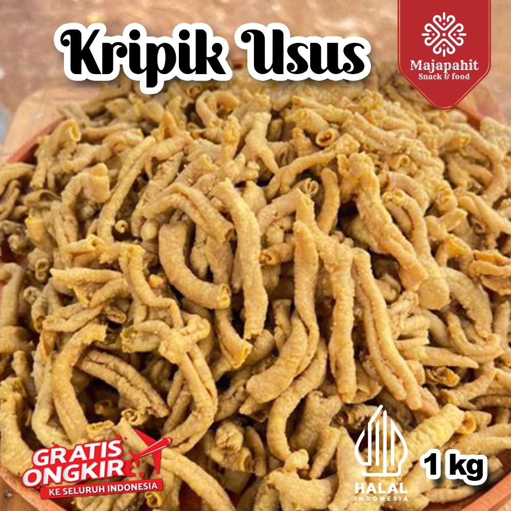 

Keripik Usus Ayam 1kg Crispy Gurih Renya Orignal dan Pedas Daun Jeruk