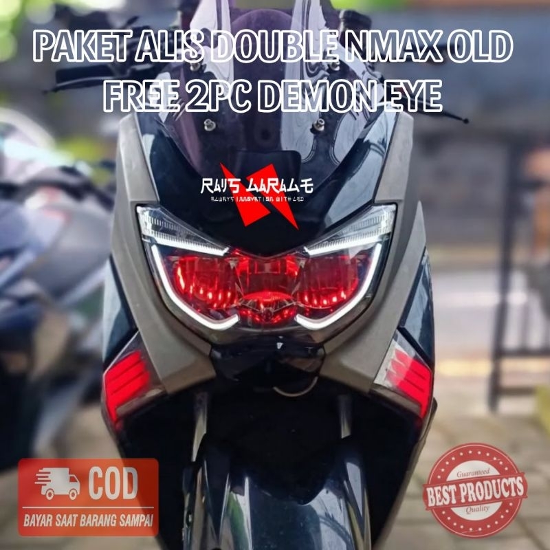 Paket lampu alis nmax old DOUBLE ALIS bonus demon eye super terang berkualitas no bintik