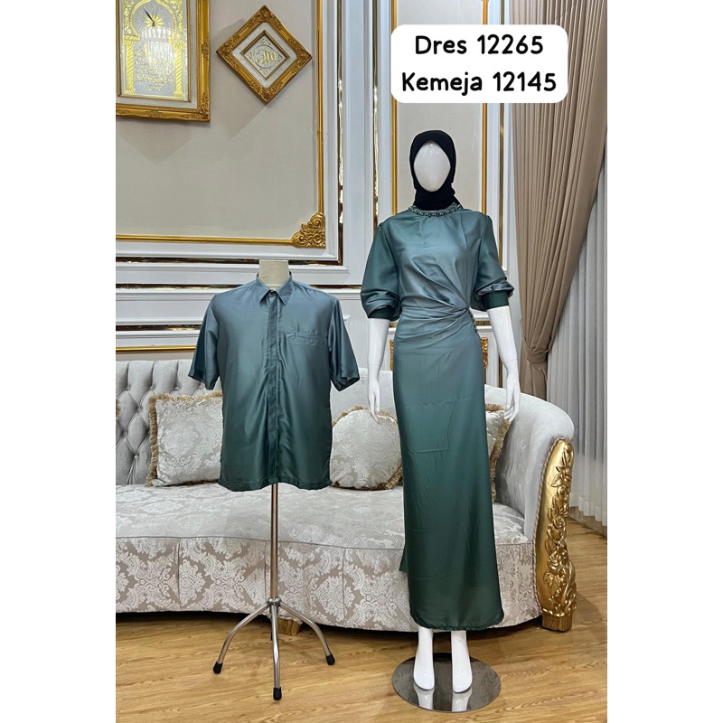 Couple Gradasi -  Long Dress wanita Couple kemeja pria gradasi Set Couple kondangan