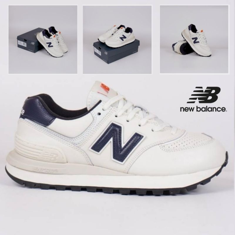 sepatu new balance 574 legacy leather white navy