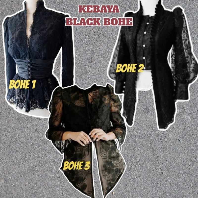 KEBAYA BLACK BOHE/ Kebaya / kebaya etnik/ kebaya wisuda/ kebaya hitam