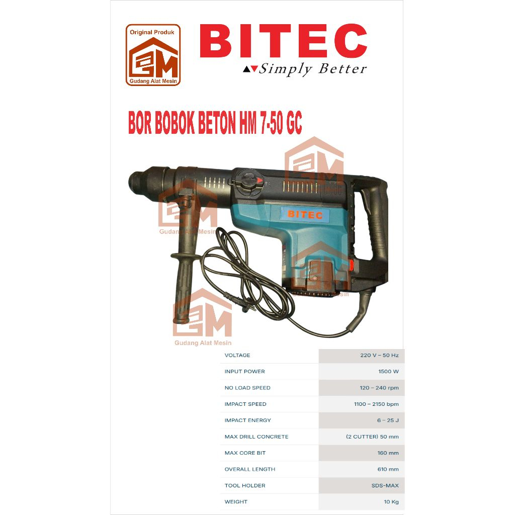 BITEC Professional Tools HM 7-50 GQ Rotary Hammer