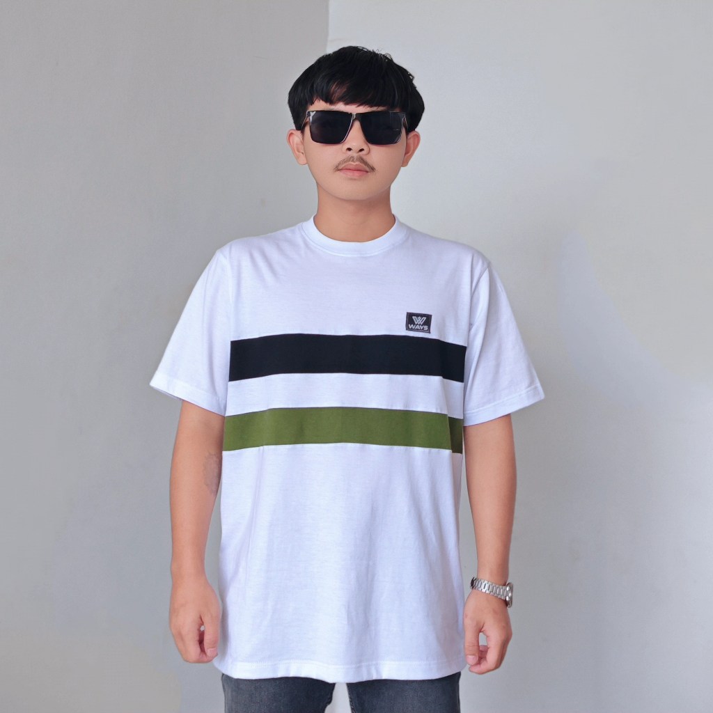 Ways Kaos Pria Salur Hitam Army Jumbo Terbaru / Kaos / Tshirt / Baju Lebaran2025