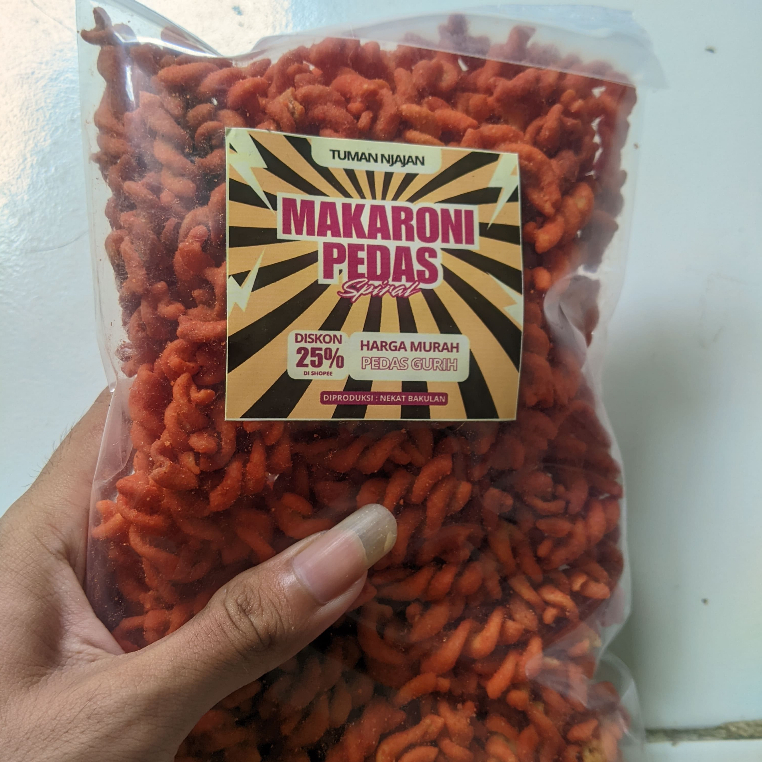 

Makaroni spiral bumbu pedas kemasan ecer harga grosir