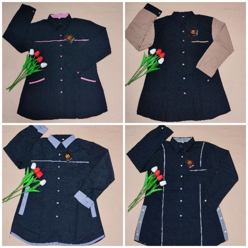Tunik santri putri warna hitam/ Tunik santri/Atasan Santriwati berbagai motif warna hitam/atasan san