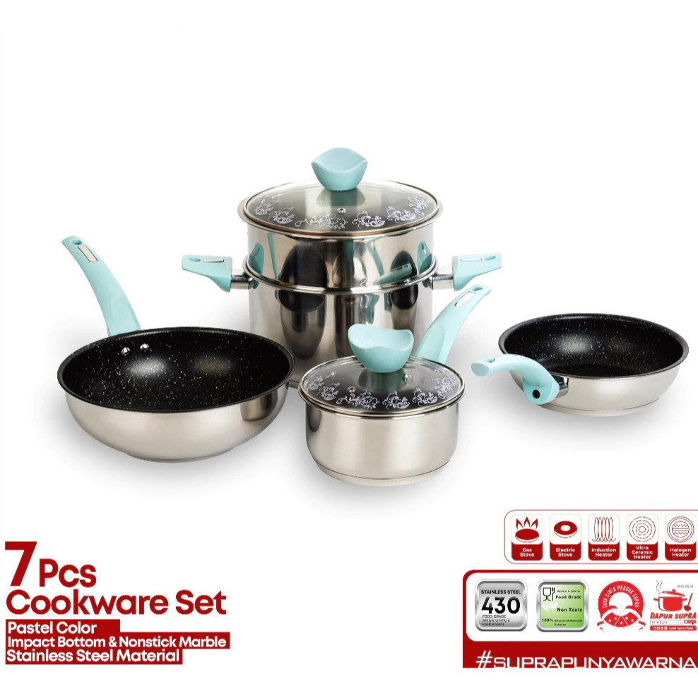 Supra Panci Set 7 Pcs Pastel Stainless Steel Renatta Moeloek
