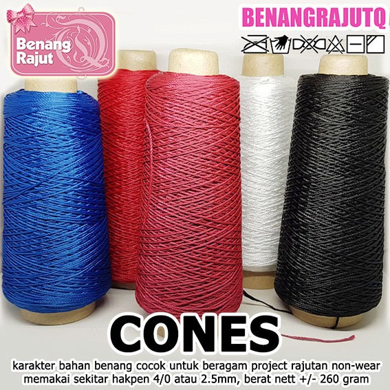BENANG RAJUT NILON PP CONES GLANZ - D27  (KATALOG A) I NILON PP D27 250g