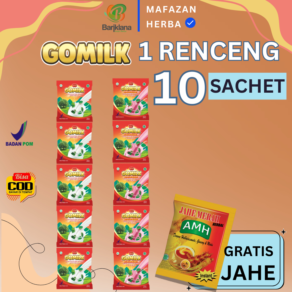 

[ 10 SASET ] [ GRATIS JAHE ] Gomilk Susu Kambing Etawa Plus Herbal Penambah Nafsu Makan Anak @25 gr