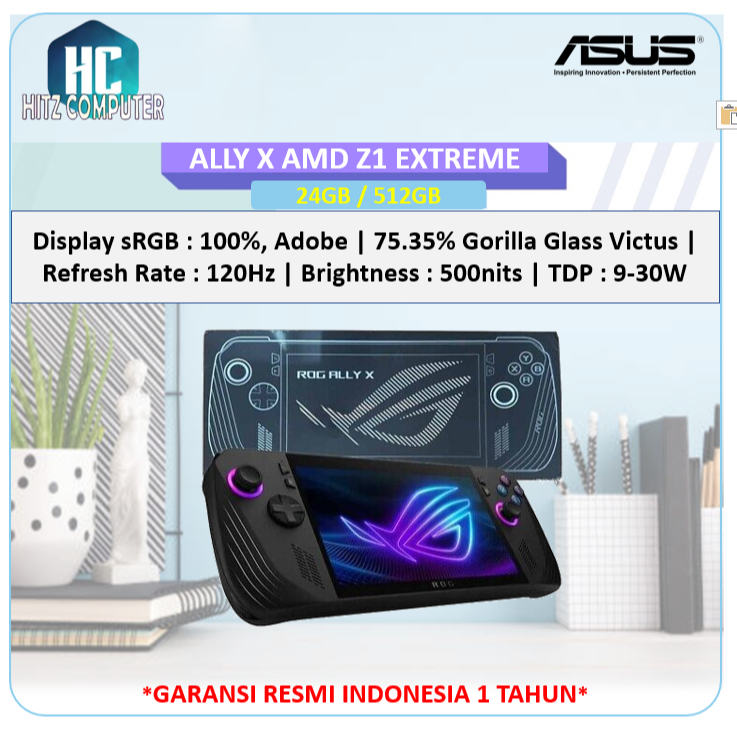 ASUS ROG ALLY X AMD Z1 EXTREME 24GB 1TB W11 7.0 FHD 120HZ