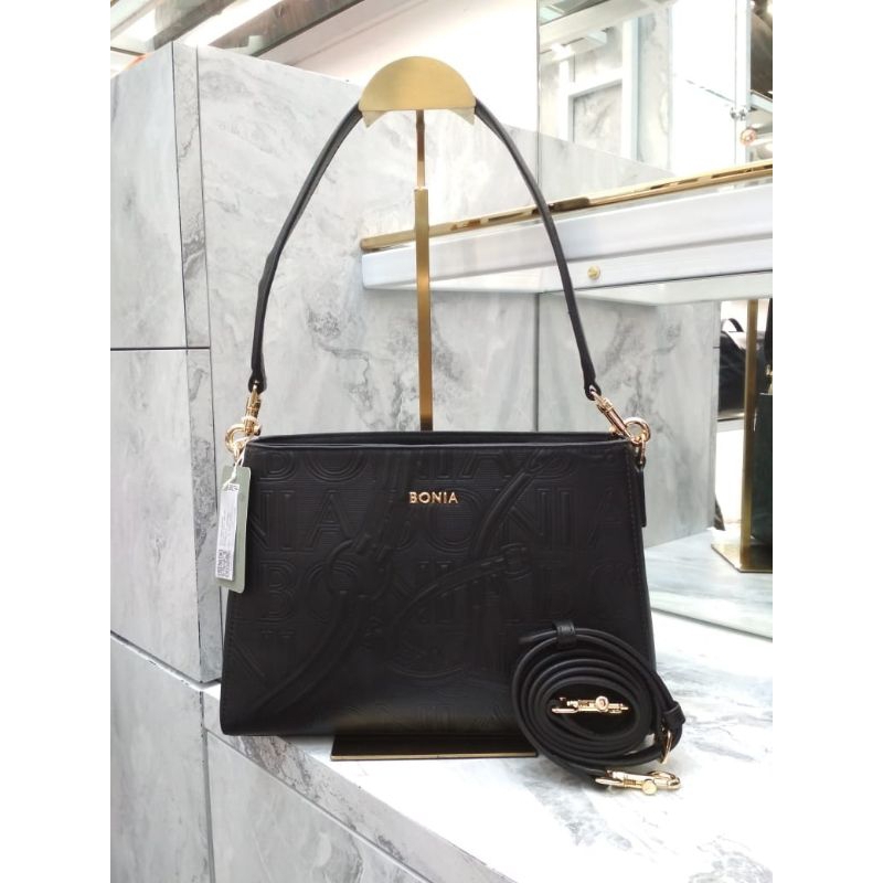 Tas Bonia Wanita Original Hitam Embos