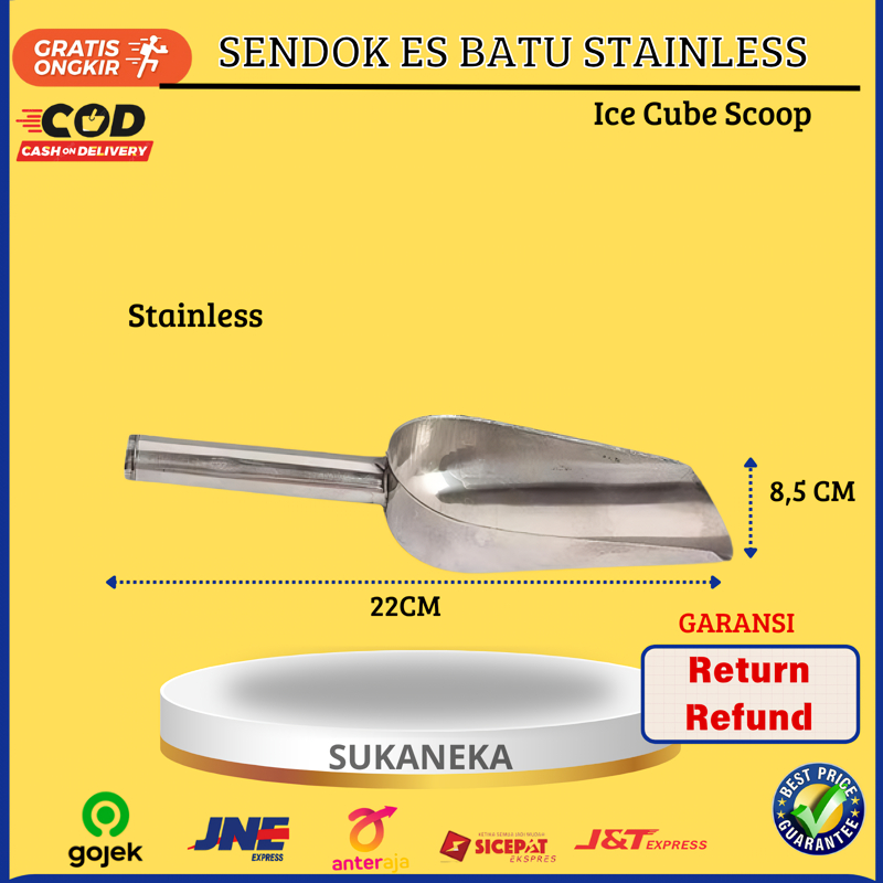 Sekop Sendok Es Batu Ice Cube Scoop Stainless Serbaguna Besar