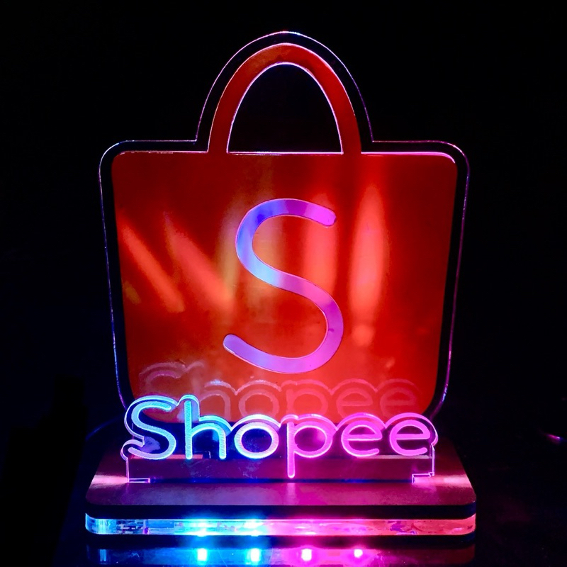 PLAKAT LOGO SHOPEE LED bisa tulis nama toko atau akun