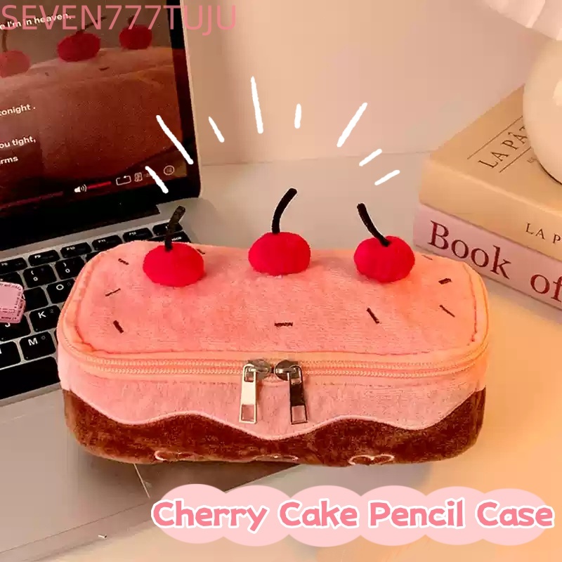 

[READY]Pencil Case Cute Pink/3D Tempat Pensil Kue Ceri/tempat pensil kawaii Roll Cake Supplies Large capacity Girl Study Stationery School