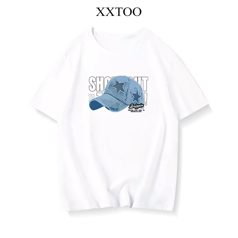 XXTOO topi bebek T-shirt longgar lengan pendek l2025 gaya busana atasan