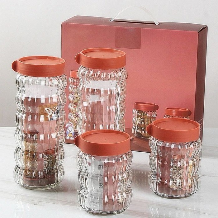 Toples Kaca Gladies Set 3 Pcs / Toples Tempat Penyimpanan Kue Kering Lebaran BATAM