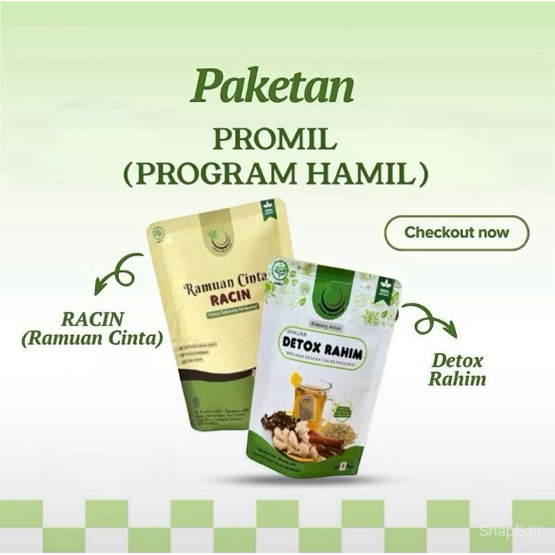 

PAKET PROMIL (PROGRAM HAMIL) / DETOX RAHIM / RAMUAN CINTA / MINUMAN HERBAL / RIMPANG INSTANT