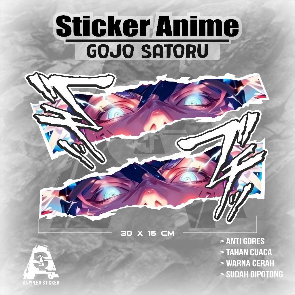 sticker anime gojo SATORU JUJUTSU KAISEN UNIVERSAL UNTUK MOTOR MOBIL PC LAPTOP DLL BAHAN PREMIUM