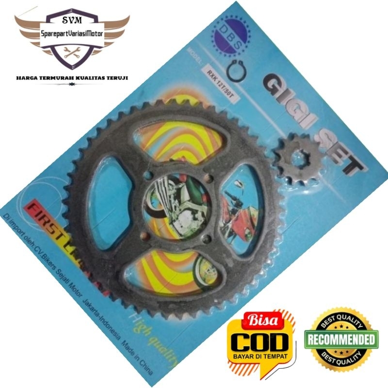 GEAR SET 50T JUPITER Z RX KING VEGA R FORCE 1 GIR DEPAN BELAKANG 50T