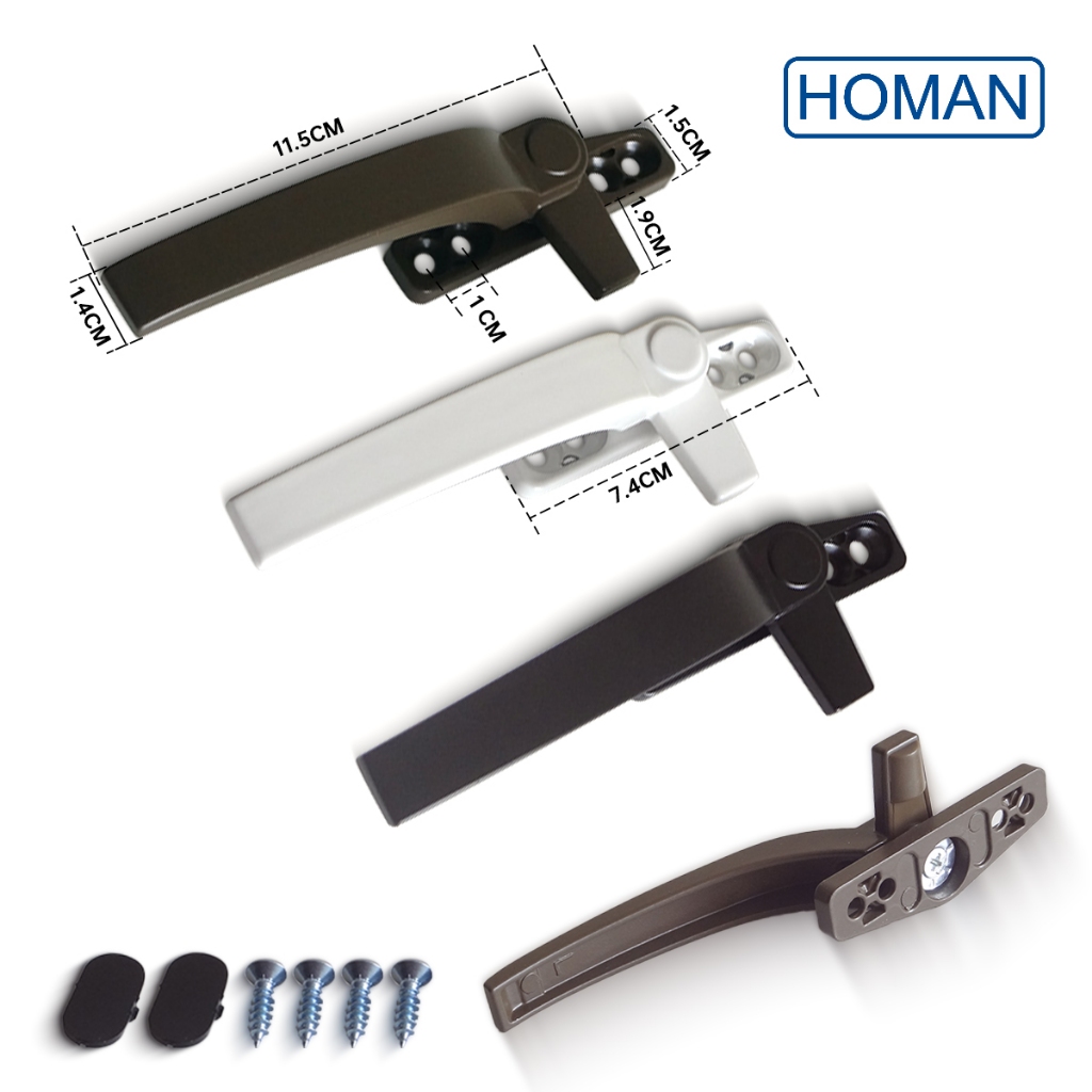 Gagang jendela aluminium Gagang jendela tingkap Homan Grendel jendela Kunci jendela Paduan Aluminium