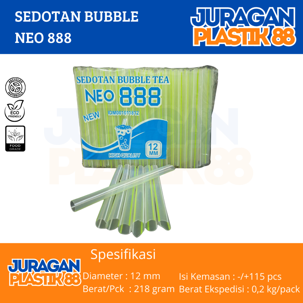Sedotan Bubble Warna Warni 12mm Panjang 18cm / Sedotan Pop Ice Boba / Sedotan Plastik Murah Warna Wa