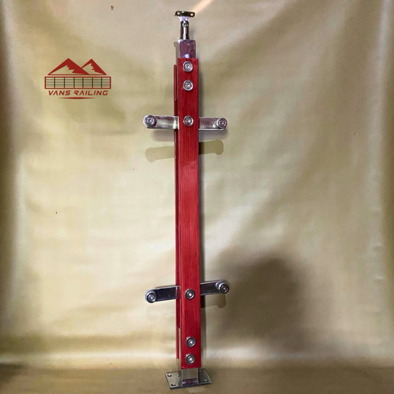 TIANG KAYU RAILING TANGGA KACA STEINLESS SUS304