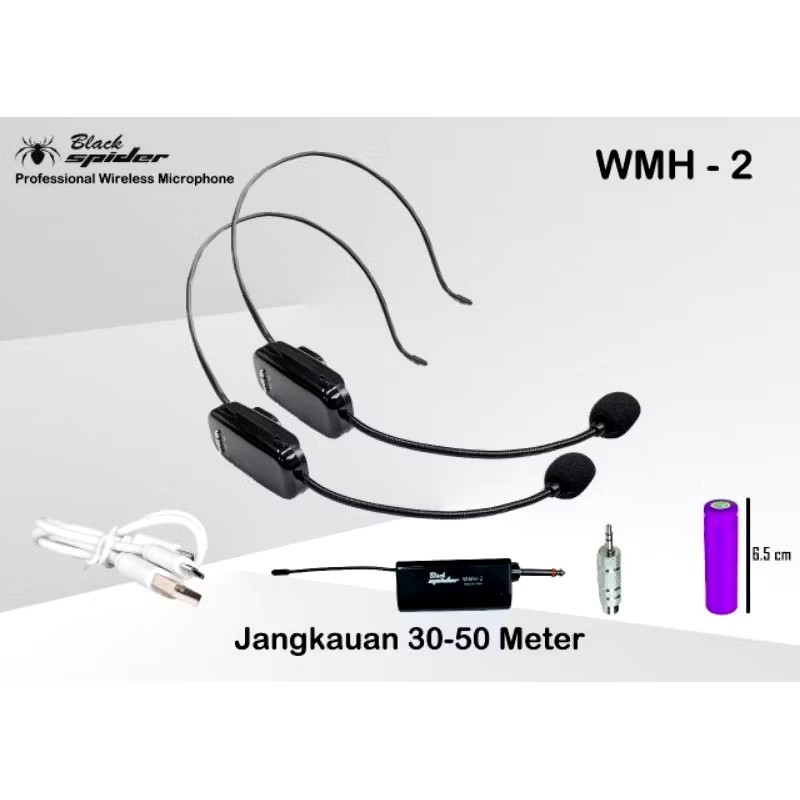 Mic Wireless Bando Headset Black Spider WMH 2 / WMH-2