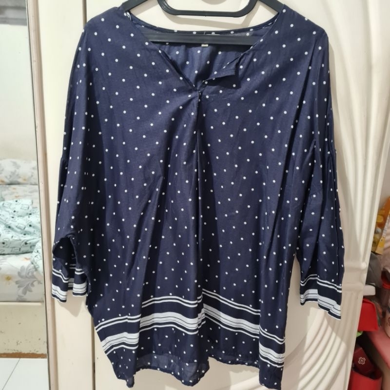 Blouse Baju Lebaran Tangan 7/8 Et Cetera Biru Navy