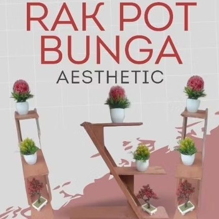 RAK POT BUNGA DARI KAYU AESTHETIC