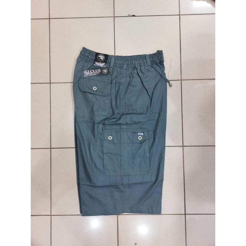 Celana 7/8 Pria CJ CLUB Jumbo 3XL-4XL Katun Cargo Polos