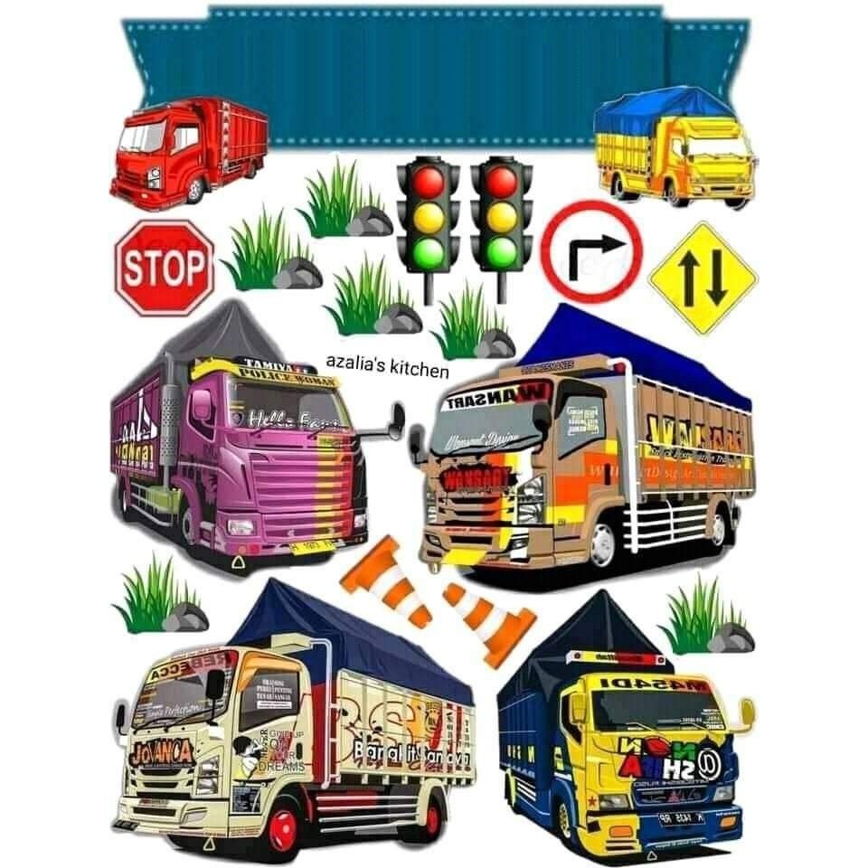TOPPER TRUCK // Topper BISA CUSTOM NAMA // Perlengkapan Kue ULTAH