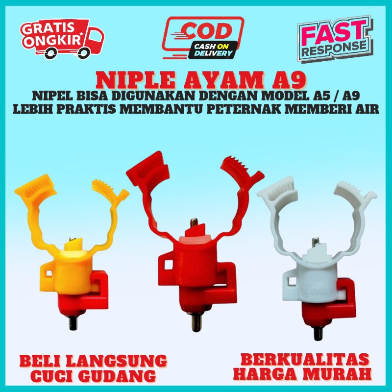 Nipel A9 Nepel Nipel Nipple Tempat Minum Ayam Petelur Broiler Layer, Nipel A5 MMM STD NO MANGKOK