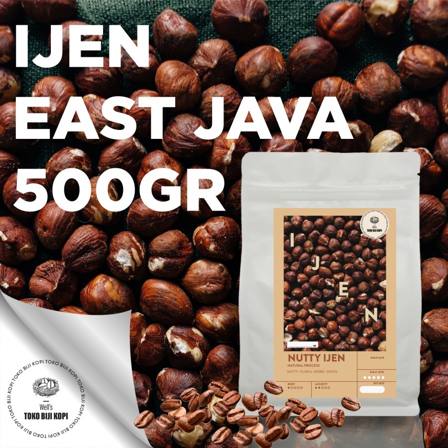 

Well's Toko Biji Kopi - KOPI ARABIKA NUTTY IJEN - ROASTED COFFEE BEAN JAVA IJEN NUTTY 500 GRAM