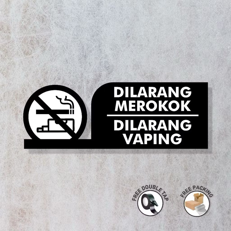 Signage Acrylic Dilarang Merokok / Sign No Smoking / Penanda Model Simple Unik Papan Tanda Akrilik M