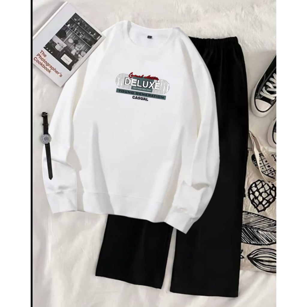 PAKAIAN WANITA SWEATER DAN CELANA KULOT / SET WANITA / CELANA KULOT PANJANG / SWEATER LENGAN PANJANG