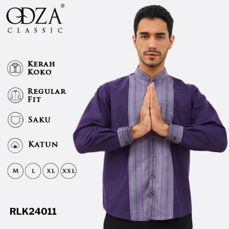 Kemeja Koko pria lengan panjang / Pakaian Muslim Pria Kemko Ungu Terong / Ungu Tua