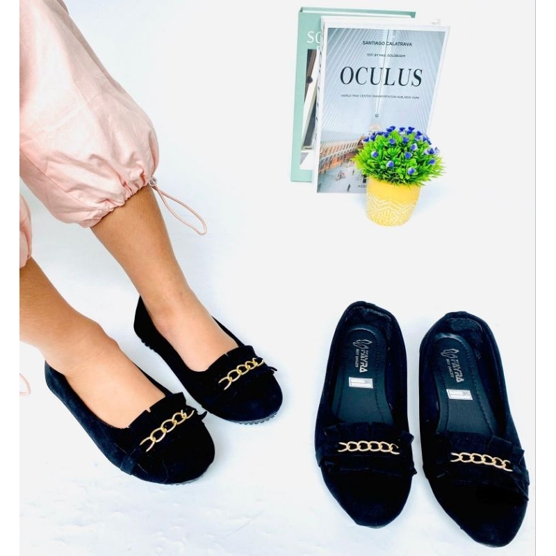 Sepatu Balet Couple Ibu dan Anak Perempuan Rempel Rantai Flatshoes Anak Cewek Sol Karet Terbaru Vira