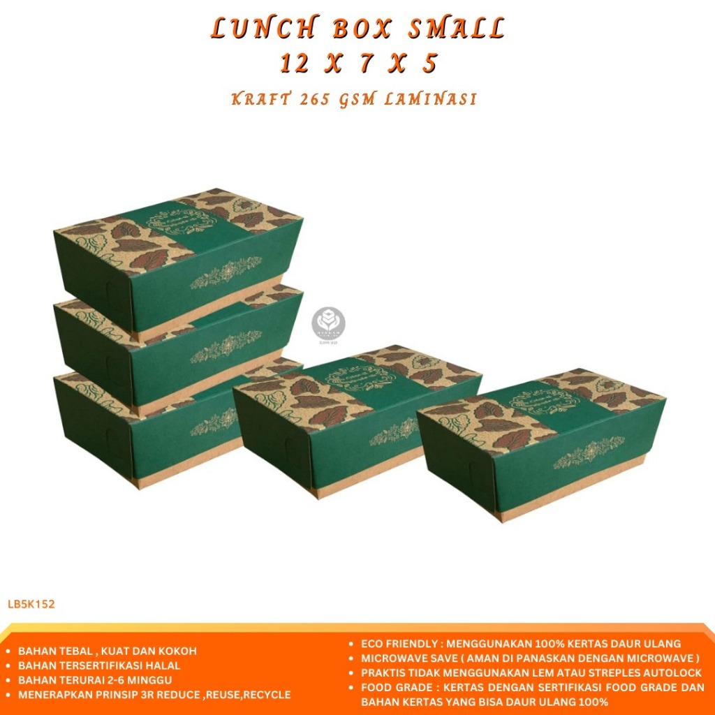 

Paper Lunch Box Small Lunch Box Small Bahan 265 Gsm (LB5K152-Laminasi)