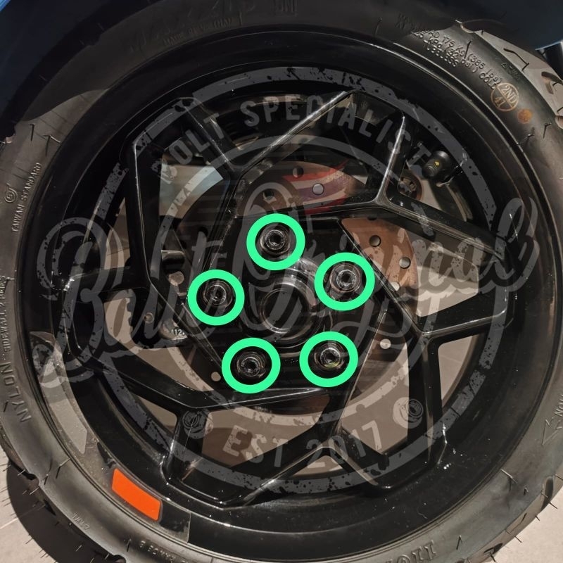 HARGA 5 BAUT baut roda velg depan vespa matic sprint primavera s125 lx gts 2 kunci stainless origina