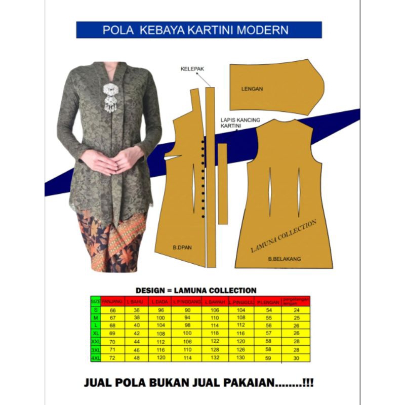 pola kebaya kartini modern