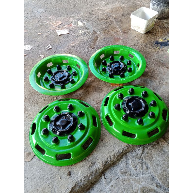 dop model baut ring 16 4 biji depan belakang warna hijau kombinasi hitam