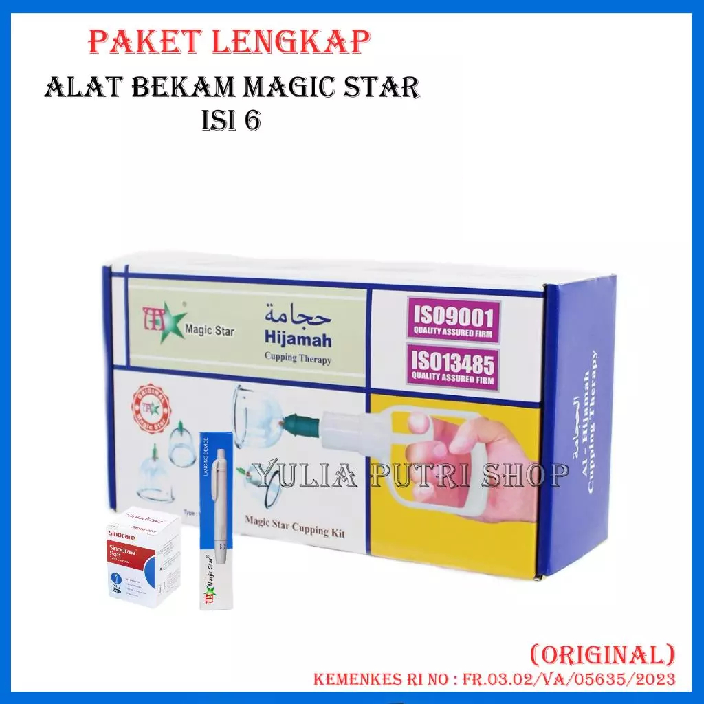 PAKET Alat Bekam MS Komplit / Kop Angin Magic Star 6 + Pen Bekam Magicstar + Jarum Sinocare 1 Box